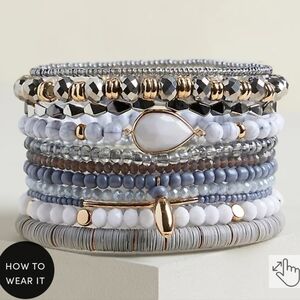 🆕️ DENIM BLUE MULTI BEADED STRETCH BRACELET